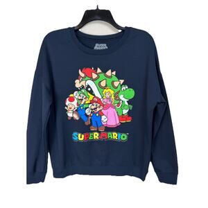 Super Mario Brothers Sweatshirt Sz Small Characters Navy‎ Blue Long Sleeves
